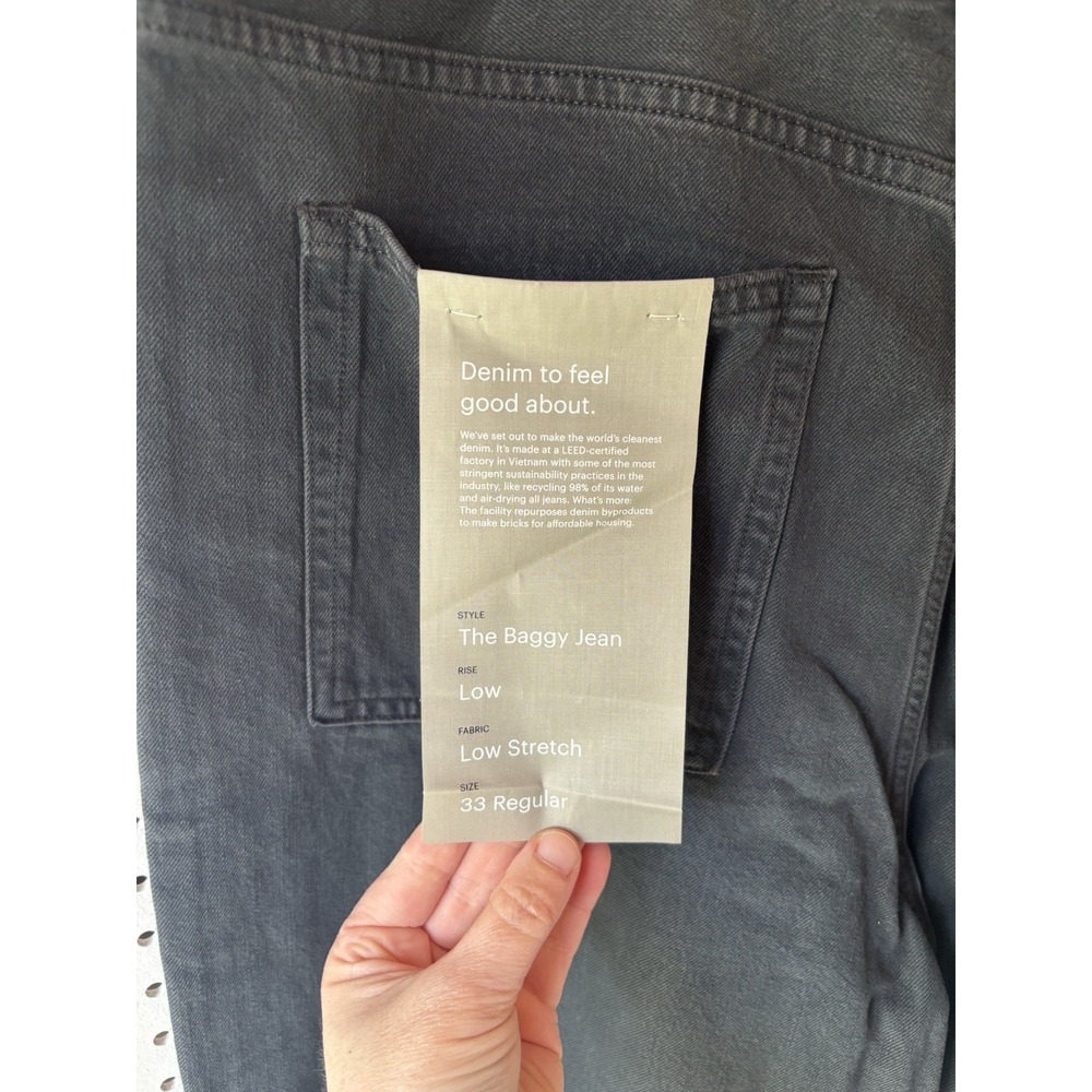 NWT Women's Everlane The Baggy High Rise Wide Leg Jeans Black Size 33 Reg - Picture 3 of 7